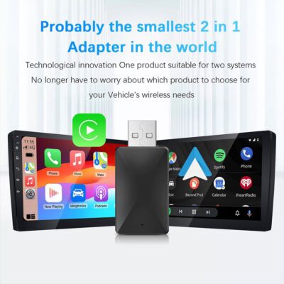 2 in 1 Android Auto Wireless Adapter & Wireless CarPlay Adapter Plug & Play Car