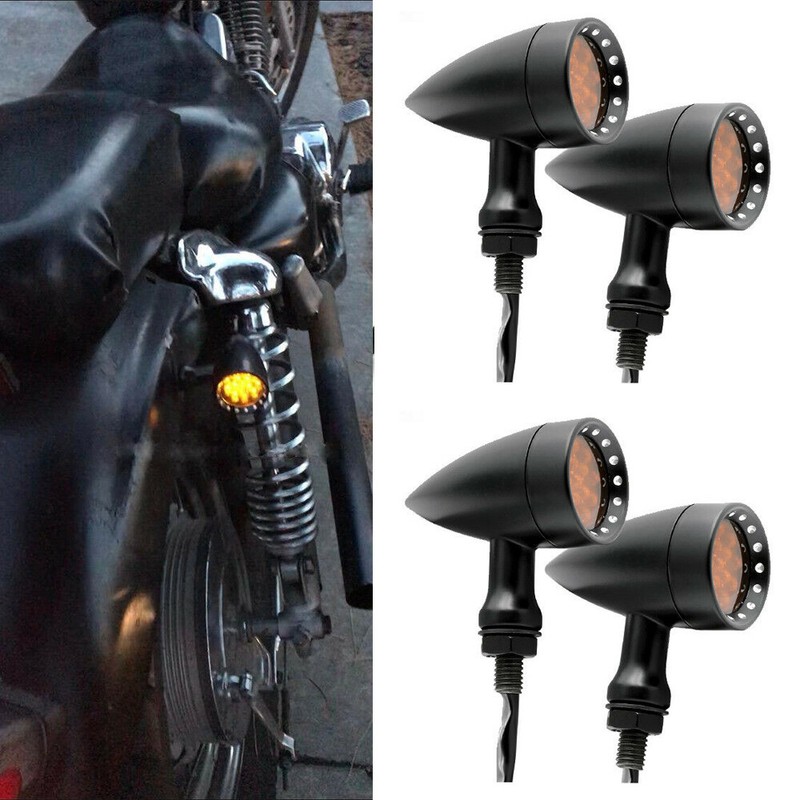 4X Bullet Motorcycle LED Turn Signals Light Amber For Honda Shadow