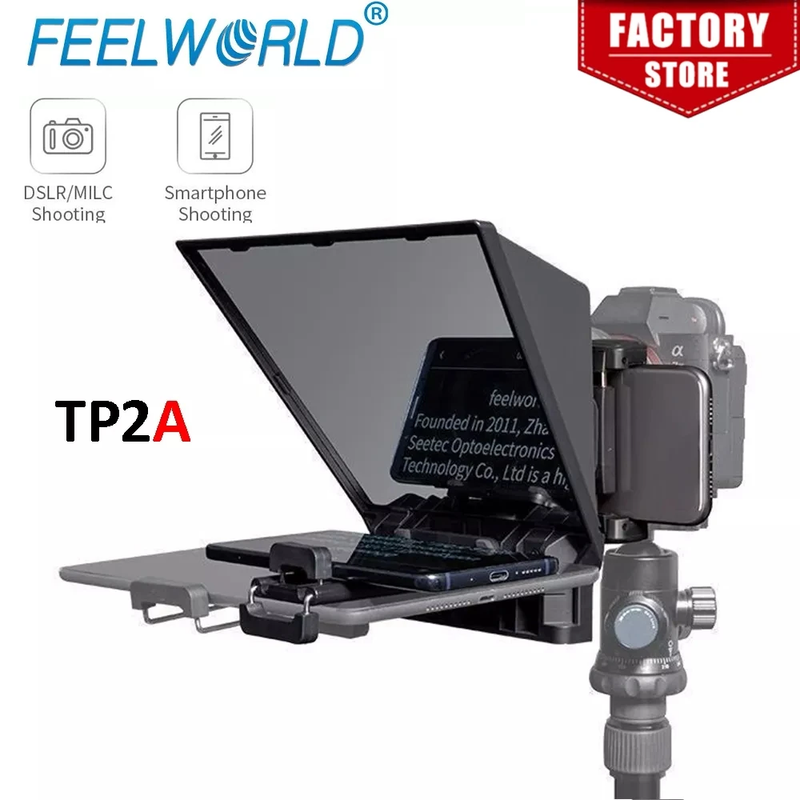 TP2 TP2A Portable 8 Inch Teleprompter Supports Under 8" DSLR Shooting Smartphone