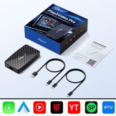 Ottocast Play2Video Pro 3-in-1 Wireless Carplay & Android Auto AIBOX Plug & Play