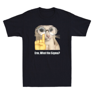 Erm, What the Sigma? Funny Cat With Finger Graphic Sarcastic Quote Men's T-Shirt