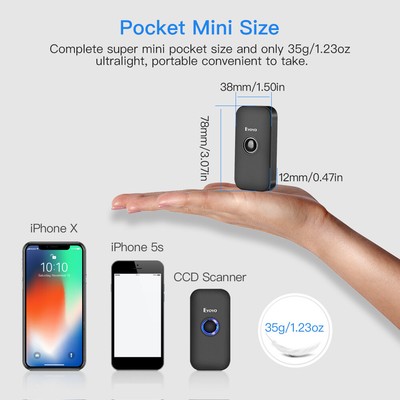 Eyoyo EY-009C Bluetooth Wireless 1D CCD Barcode Scanner for Phone Tablet PC