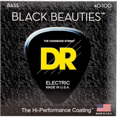 DR Strings BLACK BEAUTIES Coated 4-String Bass Light (40-100)