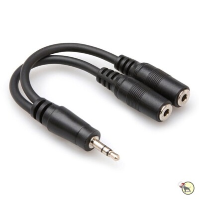 Hosa YMM-232 Cable 3.5mm TRS to Dual 1/8" TRSF Stereo Splitter Headphones 6"