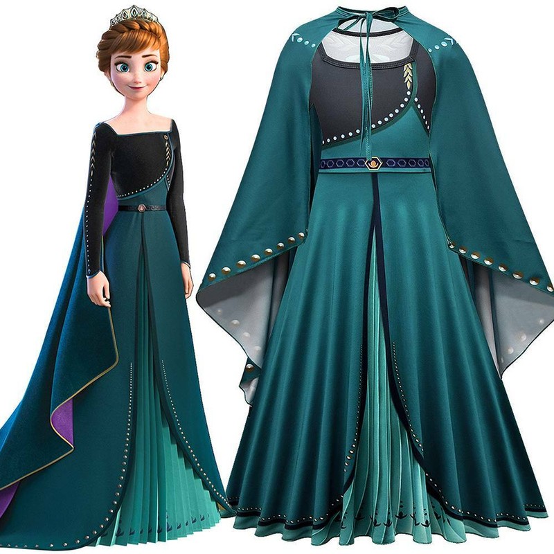 Frozen 2: Prinzessin Anna Kostüm Kleid Umhang Cosplay Kleidung Mädchen Karneval