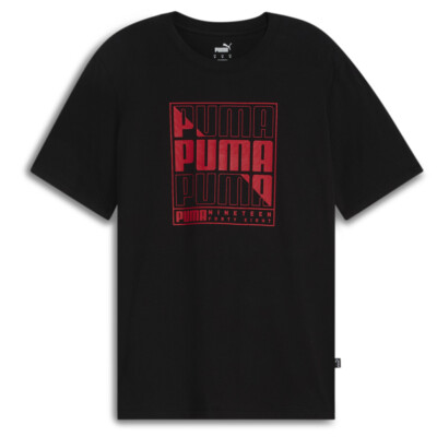 Футболка с круглым вырезом и коротким рукавом с графикой Puma, мужские черные повседневные топы, 6822