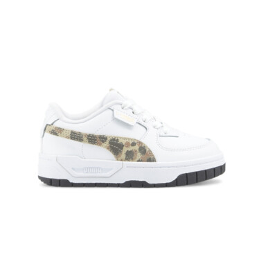 Puma Cali Dream Leopard Print Lace Up  Youth Girls White Sneakers Casual Shoes 3