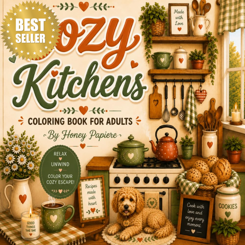 Cozy Kitchens Coloring Book for Adults: Relax, Unwind and Color Your Cozy Escape