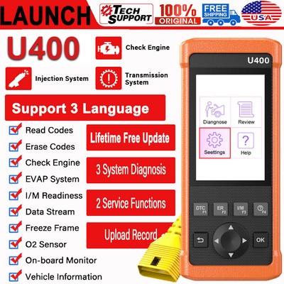 U400 OBD2 Scanner Car Code Reader Oil EPB Reset Check Engine Fault Scan Tool