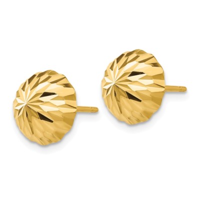 Pre-owned Superdealsforeverything Real 14kt Yellow Gold Gold Diamond-cut 10mm Domed Post Earrings