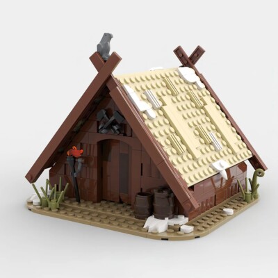 MOC LEGO- Viking Hut House Assembly Building Blocks Medieval Toy