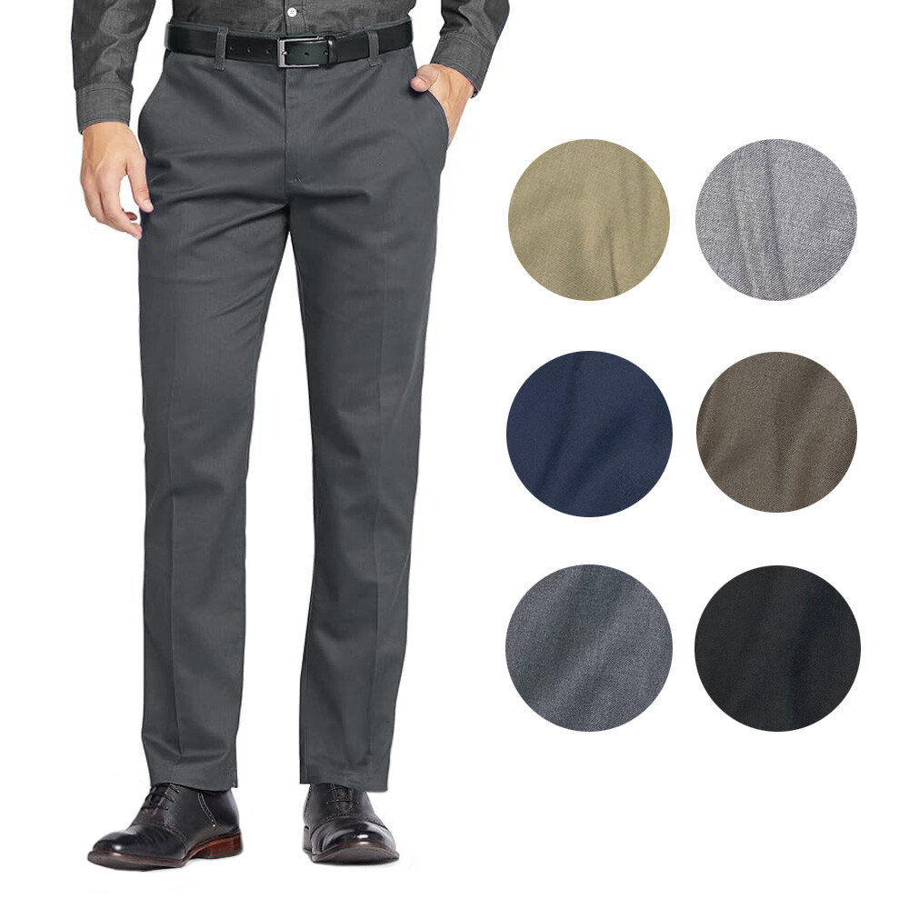 Men's Formal Slim Fit Dress Pants Flat Front Slacks Trouser