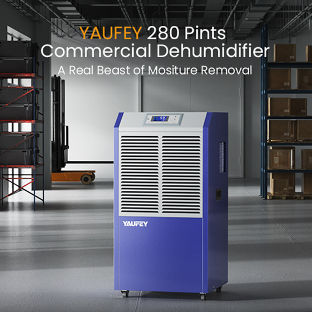 280 Pint Large Commercial Grade Dehumidifier for Basements, Industrial Spaces