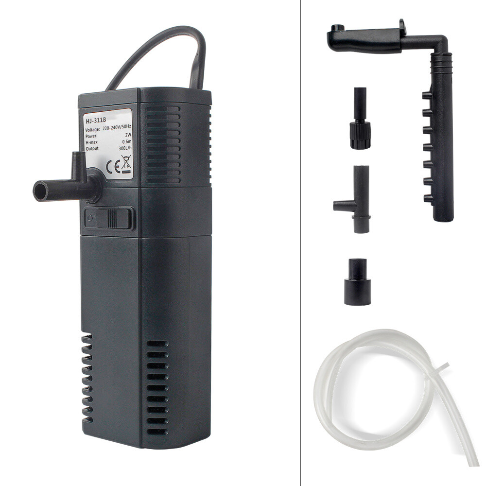 2W Aquarium Innenfilter Aquarium Pumpe 300 L/h für Aquarium bis 40