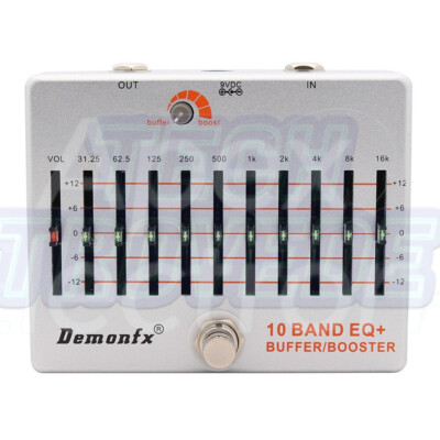 Demonfx 10 Band EQ+ Buffer Boost Guitar Bass Effect Pedal Equalizer Buffer Boost