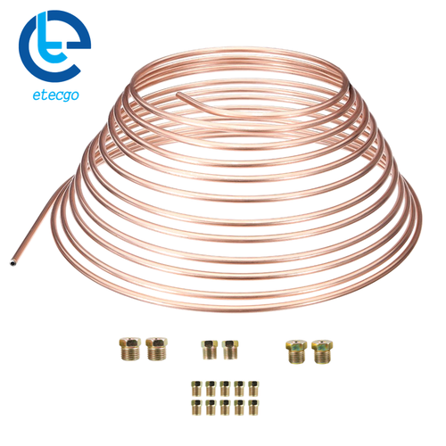 3/16 OD 25 Foot Coil Roll Brake Line Tubing Kit w/ 16 Fittings