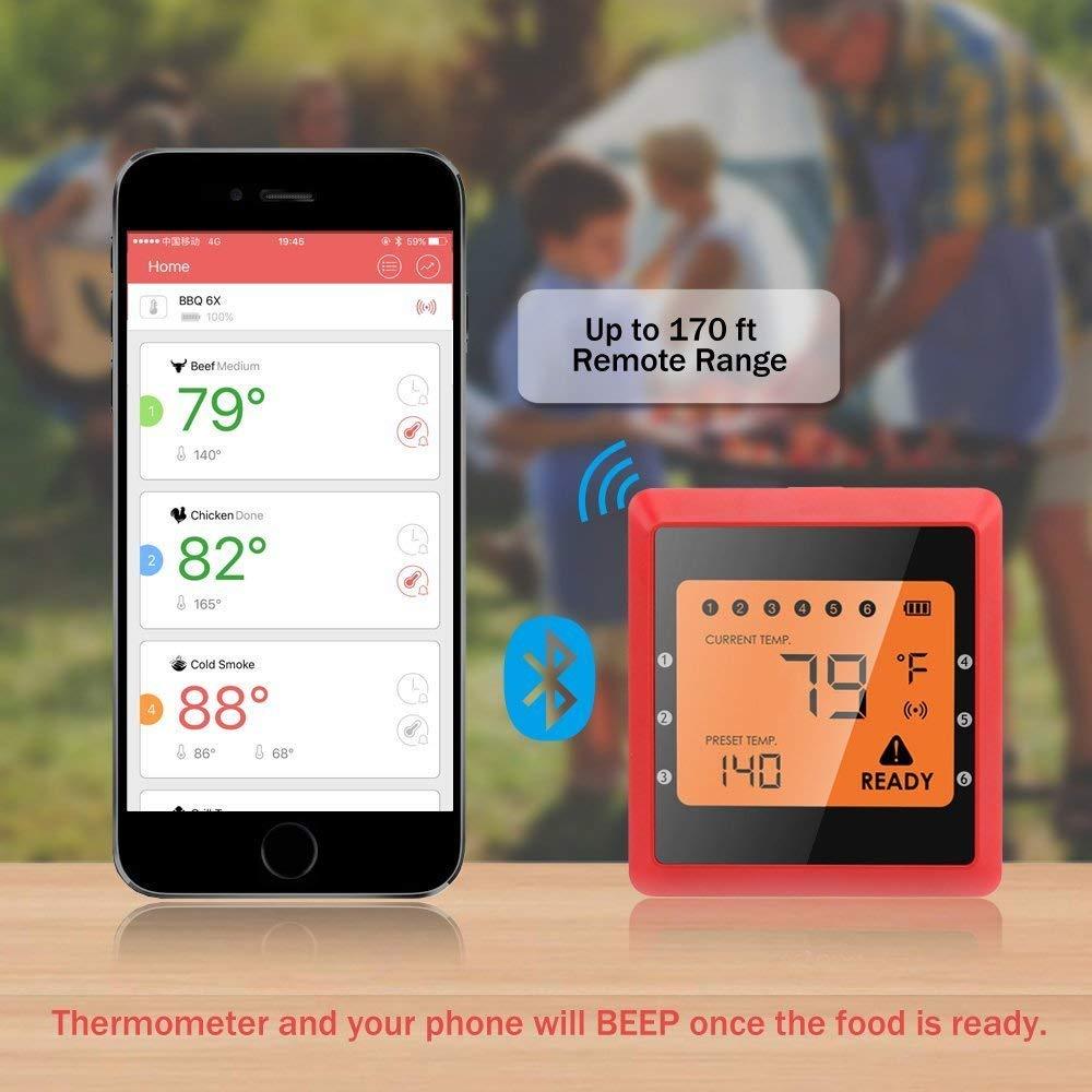 Cooking thermometer, Hexdeer Digital Meat Thermometer with 4 Probes for BBQ Gril