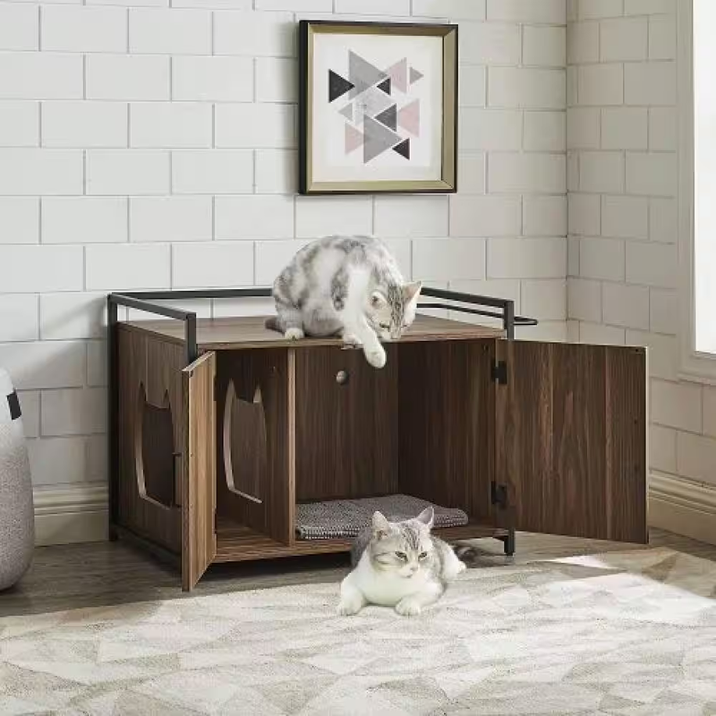 Enclosure Hidden Cabinet Storage Bench Seat Pet Crate Furnit