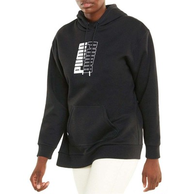 Puma Power Elongated Pullover Hoodie Женская черная повседневная верхняя одежда 589540-51