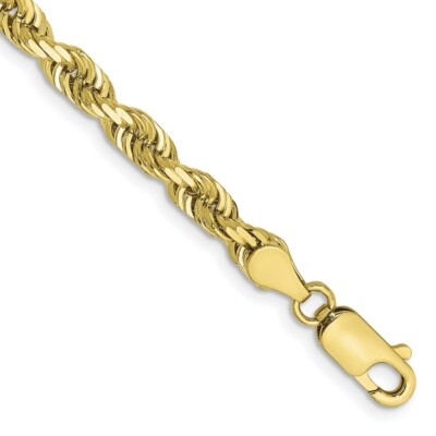 Pre-owned Skyjewelers Real 10k Yellow Gold 4.5mm Diamond Cut Quadruple Rope Chain Chain Bracelet