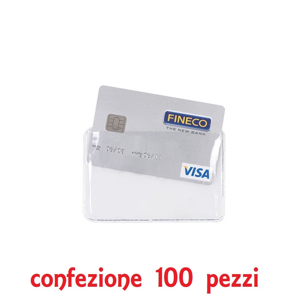 Set 100 Pz Porta Carte Di Credito Custodia Documento Trasparente Protezione dfh