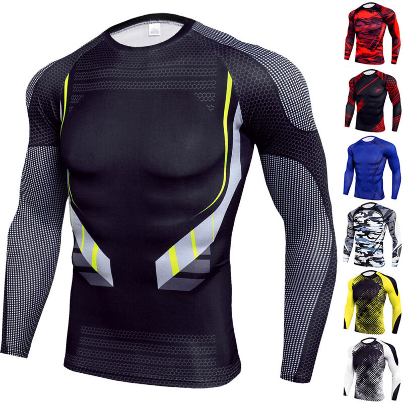 Mens Base Layer Top Compression T-shirt Long Sleeve Body Thermal Under Shirts Us