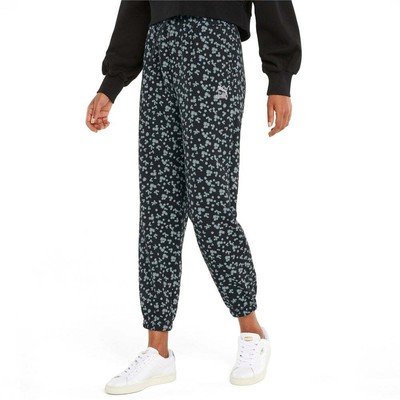 

Puma Floral Aop Drawstring Sweatpants Womens Black Casual Athletic Bants 53313, Черный, Puma Floral Aop Drawstring Sweatpants