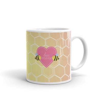 Bee Mine Heart Two Bees Coffee Tea Ceramic Mug Office Work Cup Gift
