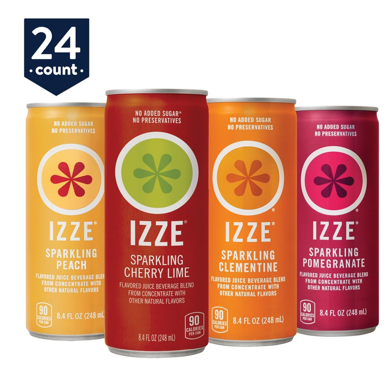 IZZE Sparkling Juice Drink 4 Flavor Variety Pack, 8.4 Oz, 24