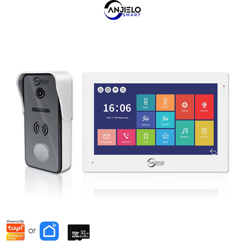 ANJIELO Smart Doorbell Video Intercom System for Home 1080P 7 inch Monitor Video