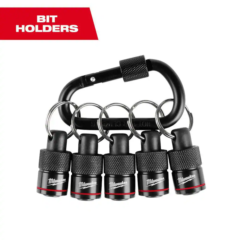 Milwaukee Hex Bit Holder 5pc Set with Carabiner Quick Access Durable Steel 1/4in