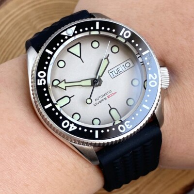 Small SKX 37mm NH36 Diving Mechanical Watch Men Week Day 120 click Ceramic Inset