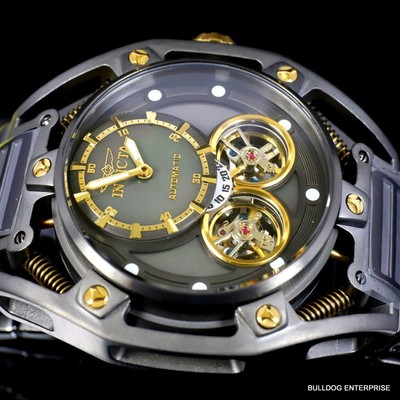 Pre-owned Invicta S1 Rally Double Open Heart Automatic Gunmetal Steel 52mm Watch