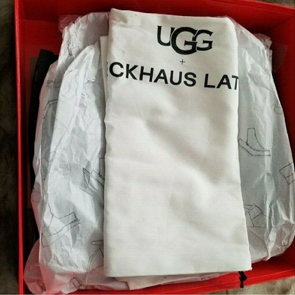 Pre-owned Ugg X Eckhaus Latta Men's Square Toe Shearling Boots Brown Select Size Msrp $525
