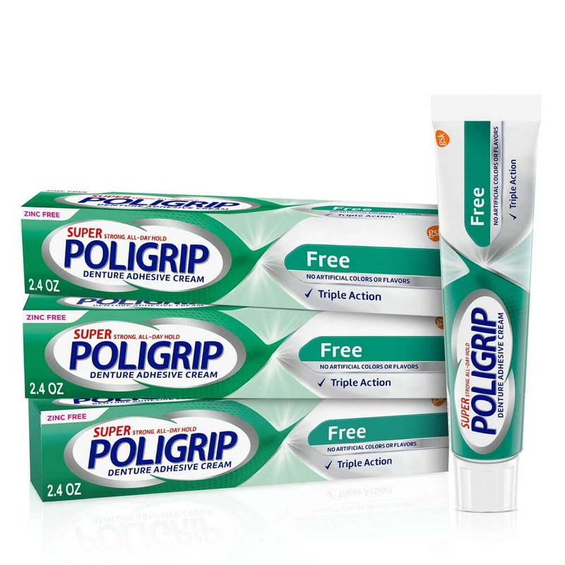 Super Poligrip Denture and Partials Adhesive Cream 2.4 Oz, 3 Pack Free Ship ✅✅✅