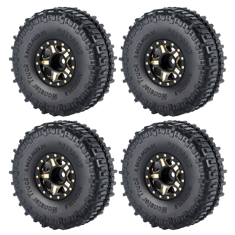 1.0 Tires and Beadlock Wheel Rims for 1/18 TRX4M 1/24 RC Car Axial SCX24 Upgrade