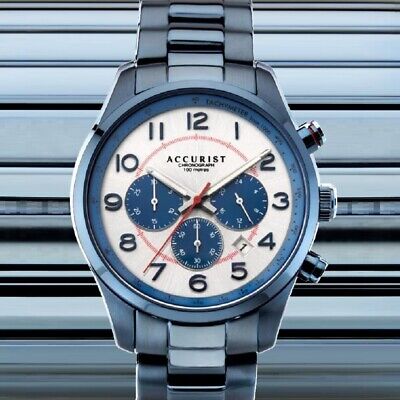 Accurist 7409 Chronograph Mens Quartz Metallic Blue Watch RRP £149.99 2 Yr Guar
