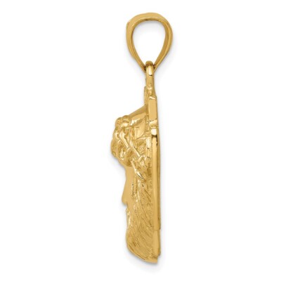 Pre-owned Superdealsforeverything Real 14k Yellow Gold Gold Polished Large Jesus Head With Crown Pendant