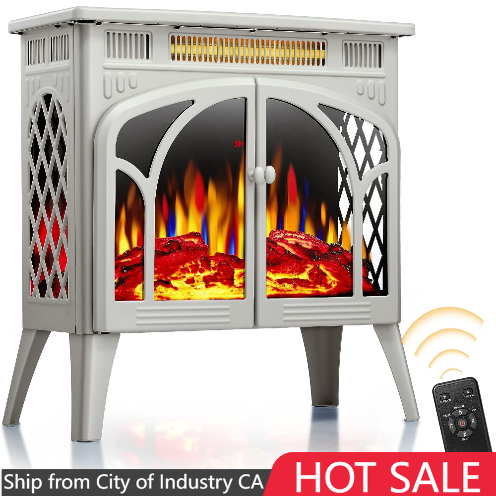 Electric Fireplace,23.5'' Beige,3D Flame Effect, with Remote Control from CA