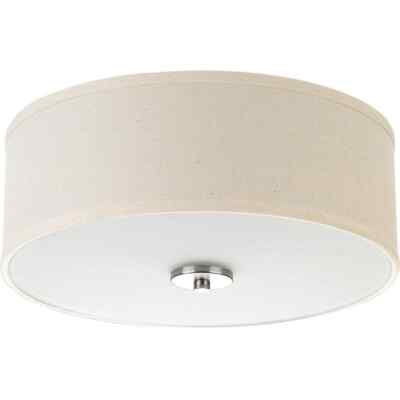 Progress Lighting Inspire 13 in. Brushed Nickel Ceiling Light Drum Flush Mount