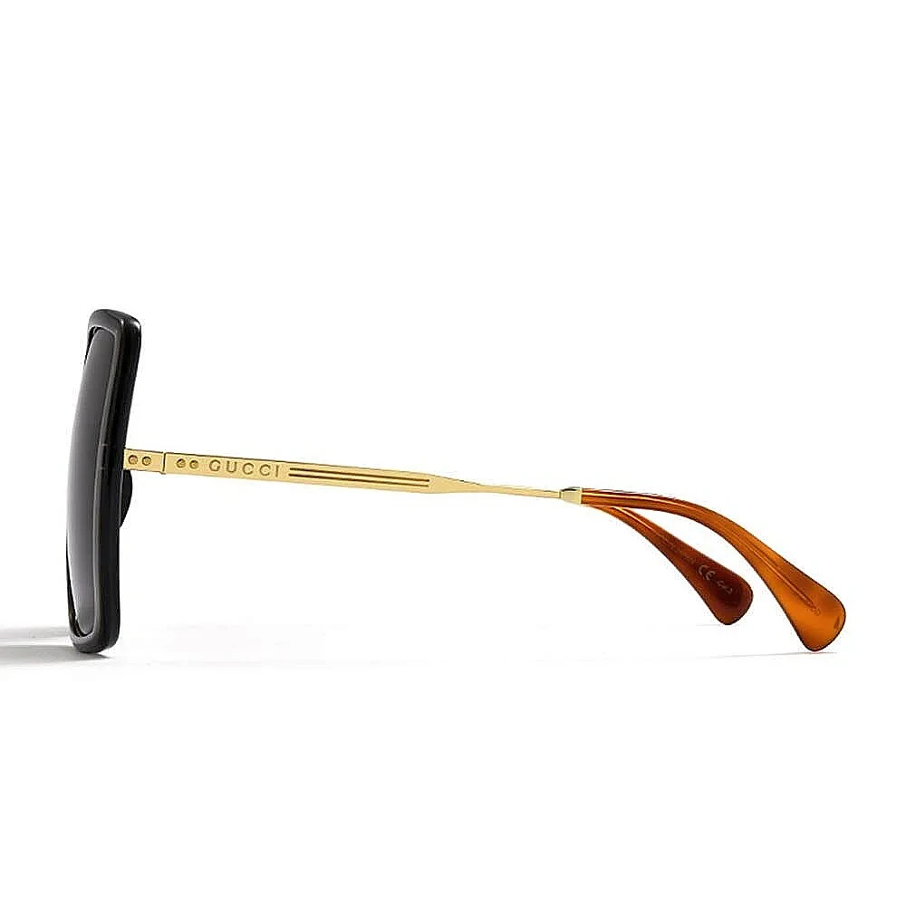 Pre-owned Gucci Women's Oversized Gg0903sa 001 Gold Grey / Grey Lens Sunglasses In Gray