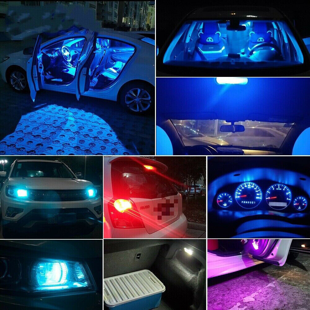 20Pcs Ice Blue T10 194 W5W 2825 LED Interior Map Dome License Plate Light Bulbs