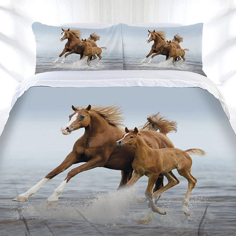 Frolicking Horse Galloping Mare & Foal Animal Quilt Cover Set Single eBay