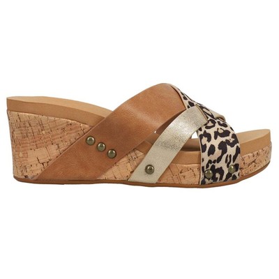 

Женские коричневые повседневные сандалии на танкетке Corkys Amuse Wedge 41-0112-LEOP, Коричневый, Corkys Amuse Wedge