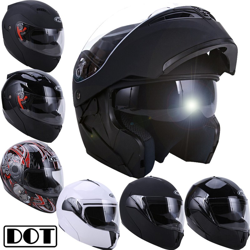 Motorcycle Dual Visor Flip up Modular/ Full Face Helmet DOT Approved @M L XL XXL
