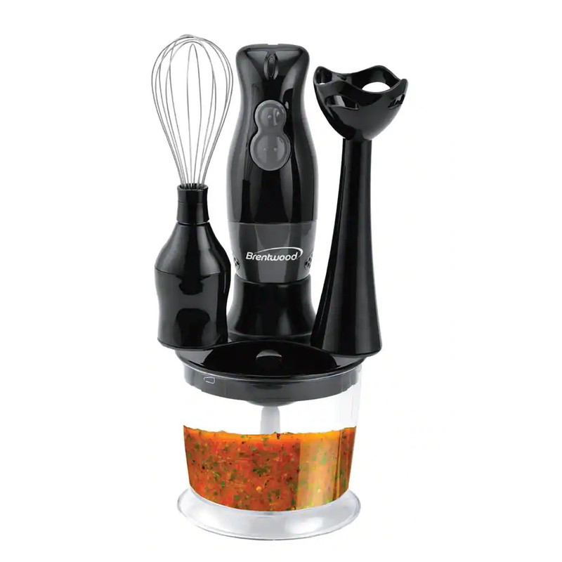 NEW 2-Speed Black Hand Mixer Blender and Food Processor with Balloon Whisk