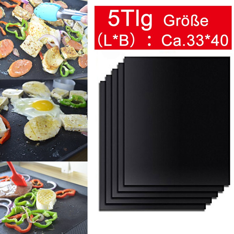 5stk BBQ Grillmatte Antihaft Grillunterlage Für Gasgrill und Holzkohle Bratfolie