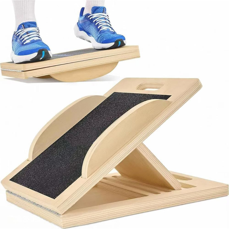 Wooden Slant Board for Calf Stretching, 6 Incline Angles, Extra Side-Handle Desi