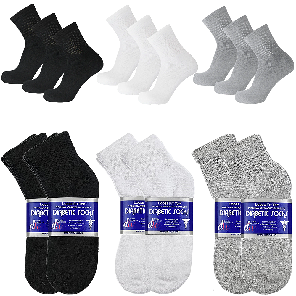 3-12 Pairs Mens Circulatory Diabetic Health Ankle Quarter Cotton Socks Size 9-15