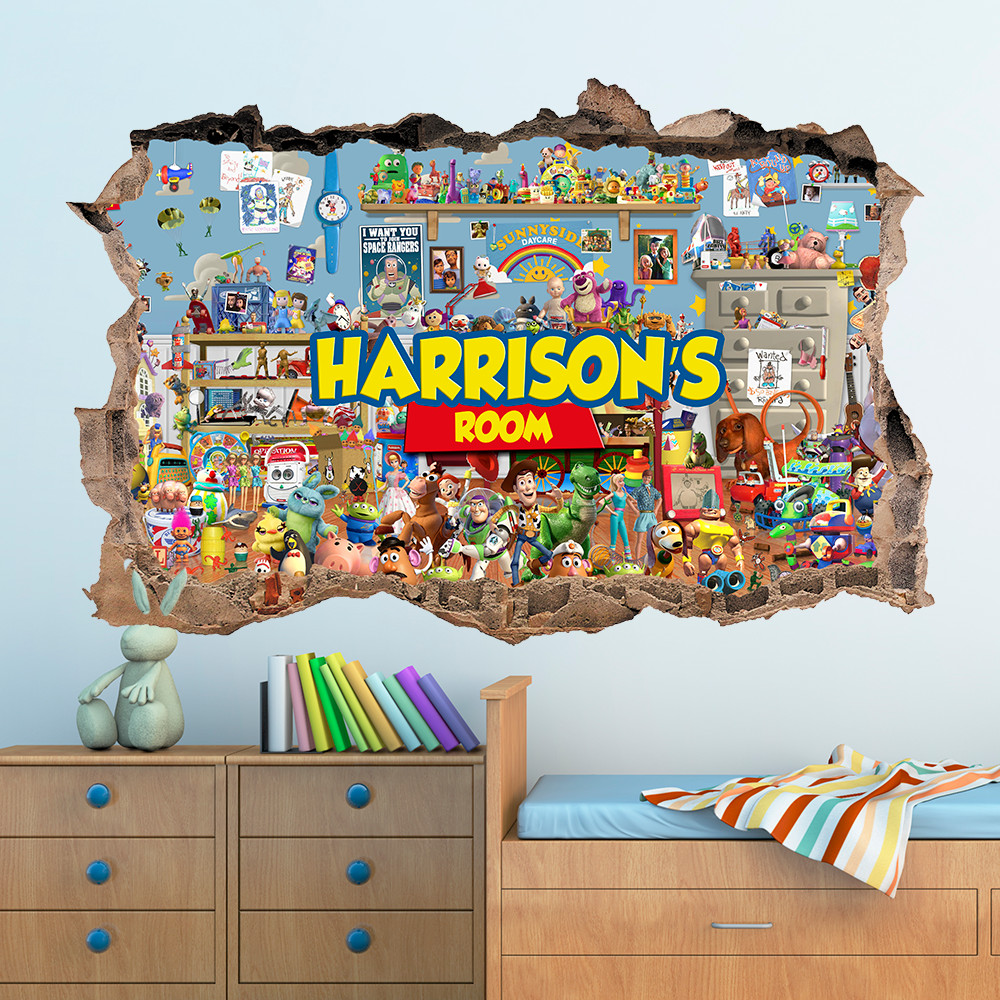 TOY STORY HOLE IN WALL STICKER DECAL TOY STORY DECOR KIDS BEDROOM DECORATION